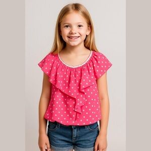 Justice size 18 pink with white polkadot blouse